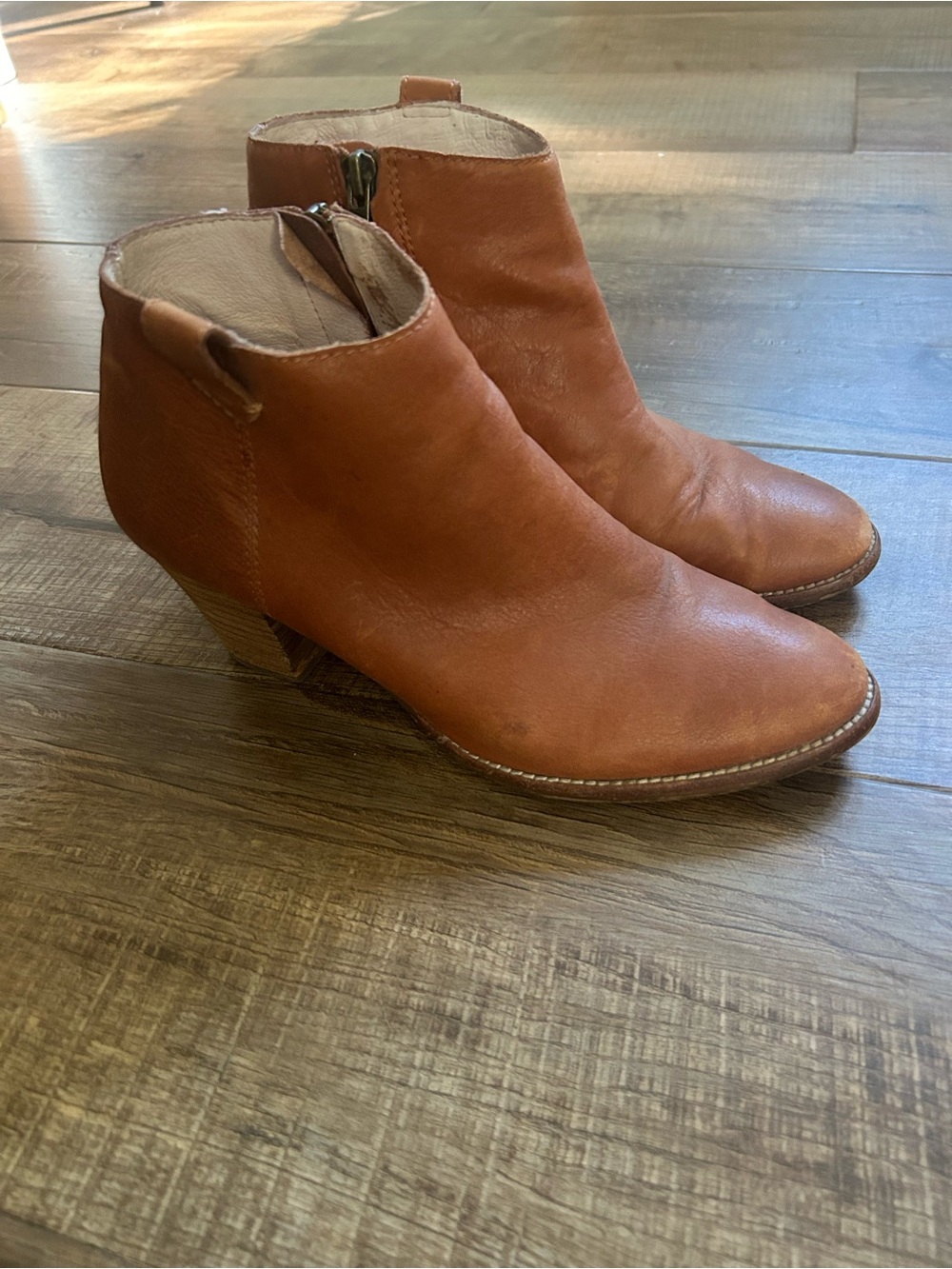 Madewell Cognac Leather Ankle Booties